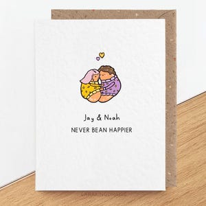 Baked Beans Love Card, Personalised Couple Portrait, A6 Size