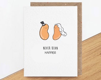 Bean Married Card, Baked Beans Gift for Couple on Wedding Day, Funny Foodie Pun