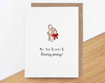 Funny knee operation card for him or her, new knee replacement surgery, get well soon to friend brother or sister