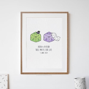 Dungeons and Dragons Wedding Gift, Funny DnD Print for Married Couple image 1