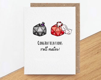 Dungeons and Dragons wedding card, funny gift for bride groom, Roll mates gamer couple