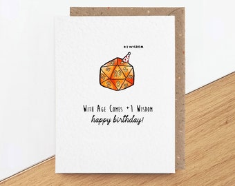 Personalised DnD birthday card, custom D20,  Dungeons and Dragons gift for DM boyfriend husband