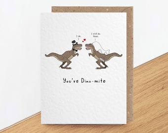 Personalised Dinosaur Card, First Wedding Anniversary Card for Husband, 1st Anniversary Nerdy Wife, 1 2 3 4 5 6 7 8 9 10 Years Married