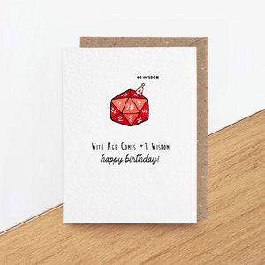 Dungeons and Dragons birthday card, funny gaming card for girlfriend or boyfriend, +1 wisdom, geek cards