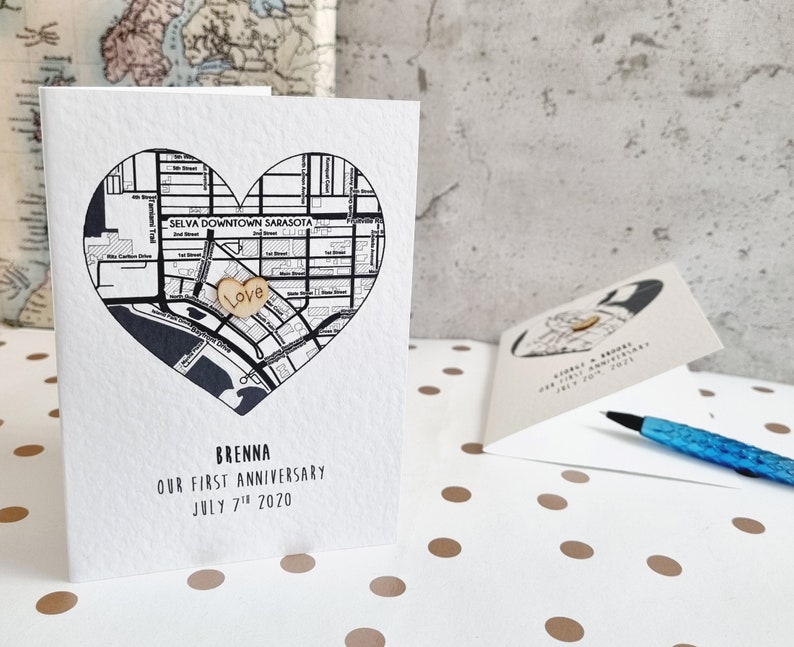 Personalised first date map card, one year anniversary gift, 1 3 6 month present for boyfriend image 3
