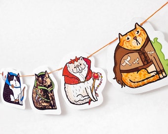 Kitty DnD Party Decor, Dungeons and Dragons Party Decorations, Fantasy Birthday Banner, Nerdy Cat Lover Gift