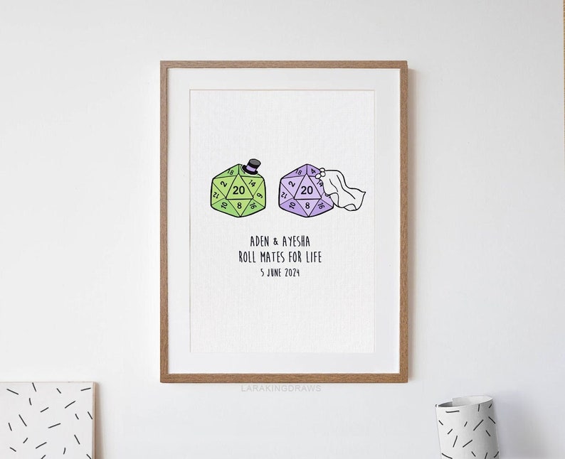 Dungeons and Dragons Wedding Gift, Funny DnD Print for Married Couple image 1