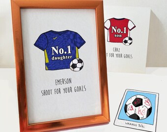 Personalised football wall art, fc shirt birthday gift, teenager son nephew