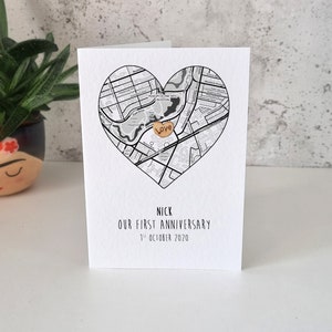 Personalised first date map card, one year anniversary gift, 1 3 6 month present for boyfriend image 2