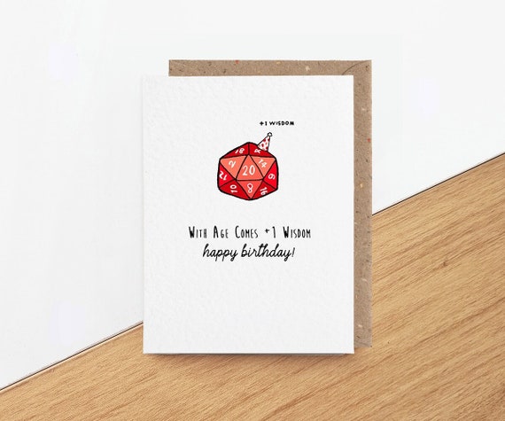 Funny Dungeons and Dragons Birthday Card: +1 Wisdom Geek Card