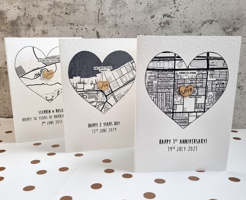 Personalised first date map card, one year anniversary gift, 1 3 6 month present for boyfriend image 4