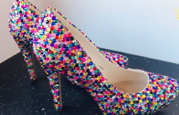 high heel rainbow shoes