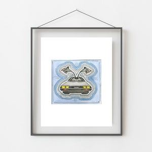 DeLorean- Back to the Future Watercolor Art Print/ Time Machine/ 80s/ Movie/ Pop Culture Art/ Home Decor