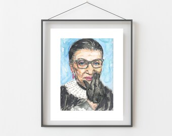 RBG Watercolor Portrait Print: Ruth Bader Ginsburg Art (11x14)