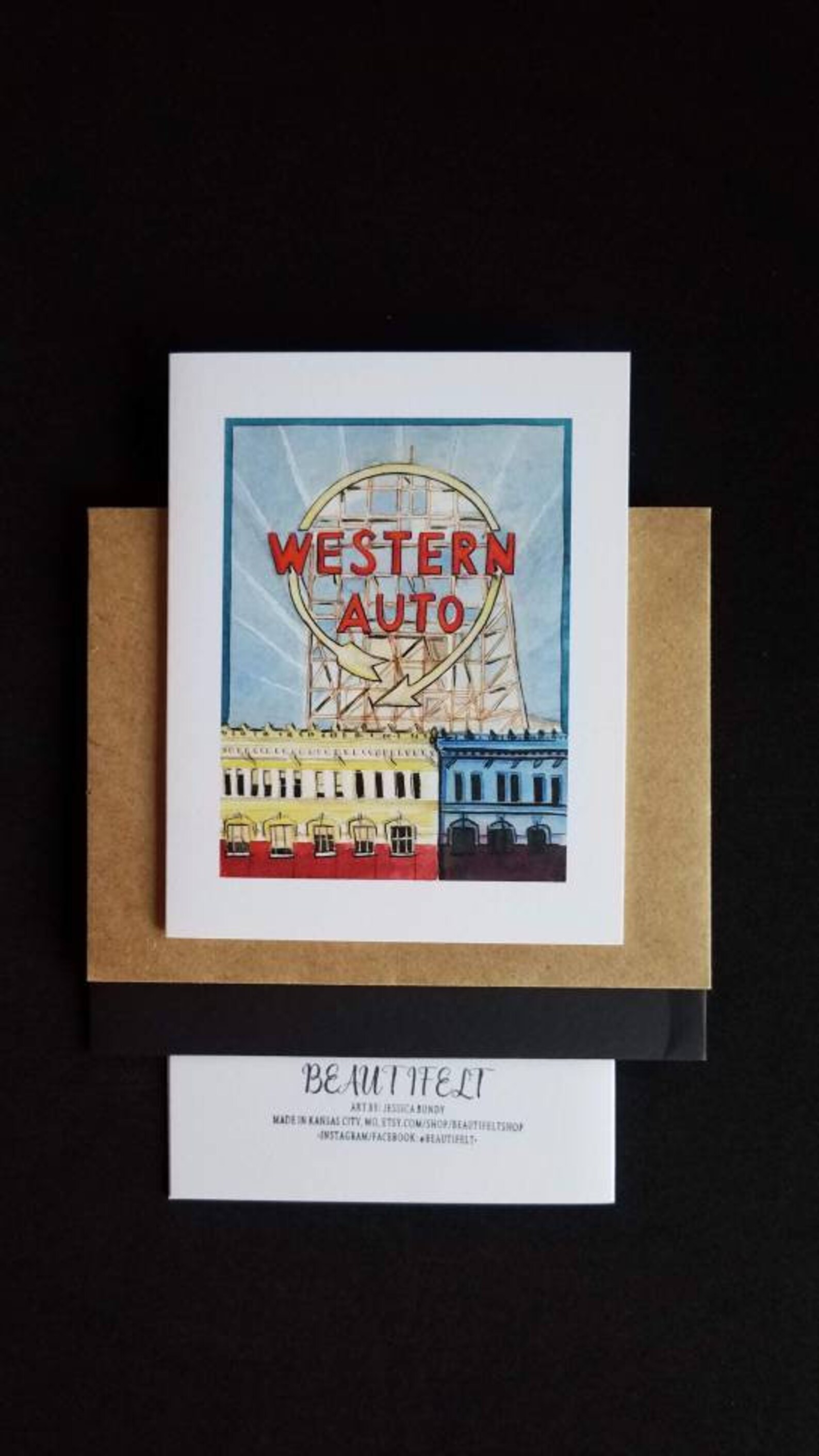 4 Pack Kansas City Greeting Cards Blank Inside Western Auto Etsy