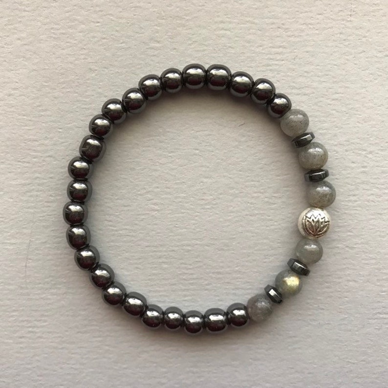 Hematite lotus bracelet Big sister gift bracelet