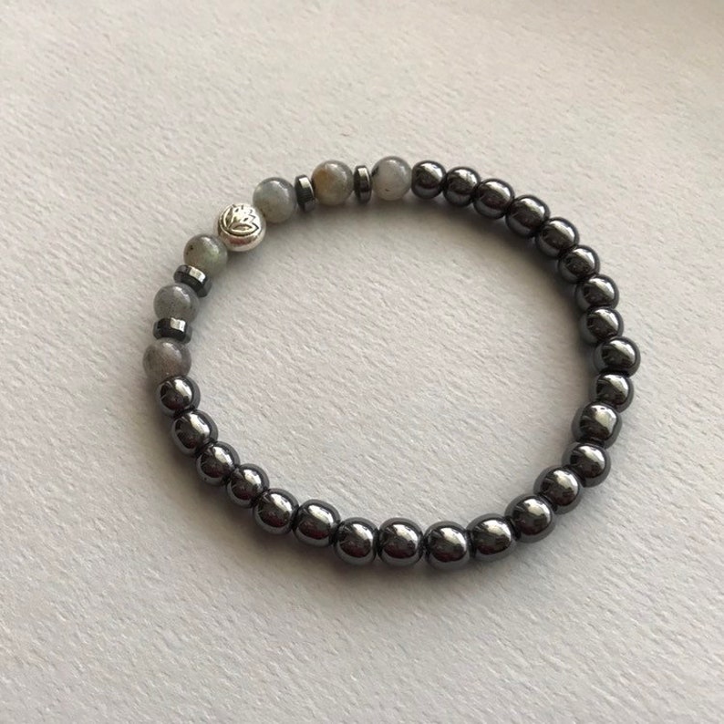 Hematite lotus bracelet Big sister gift bracelet