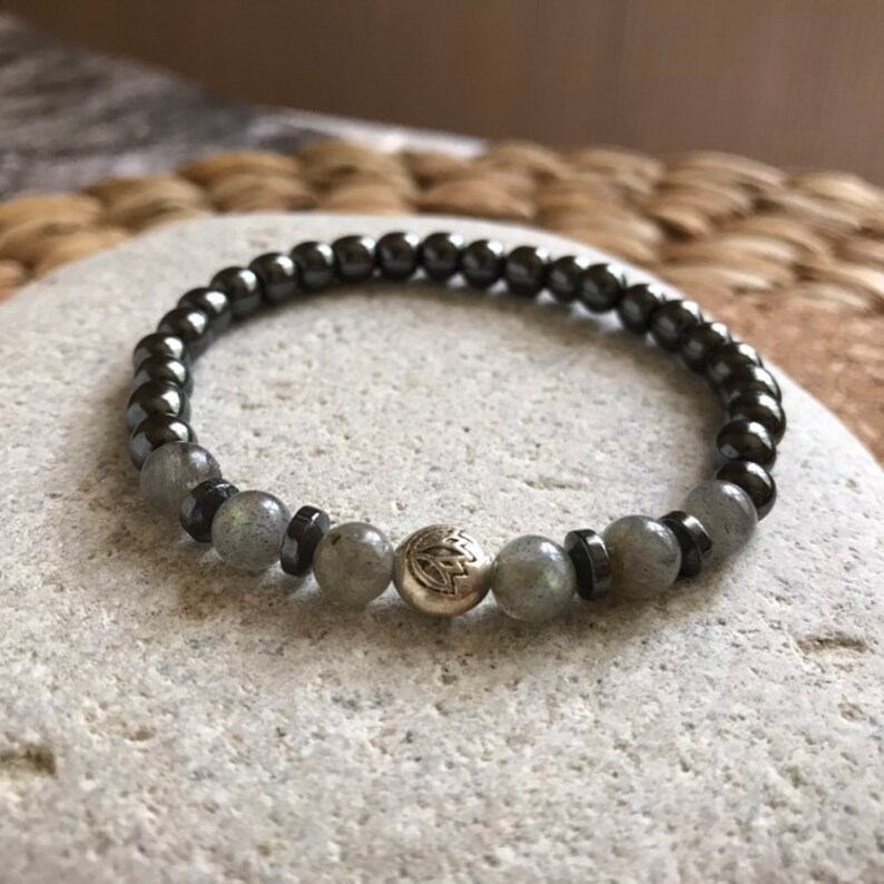 Hematite lotus bracelet Big sister gift bracelet