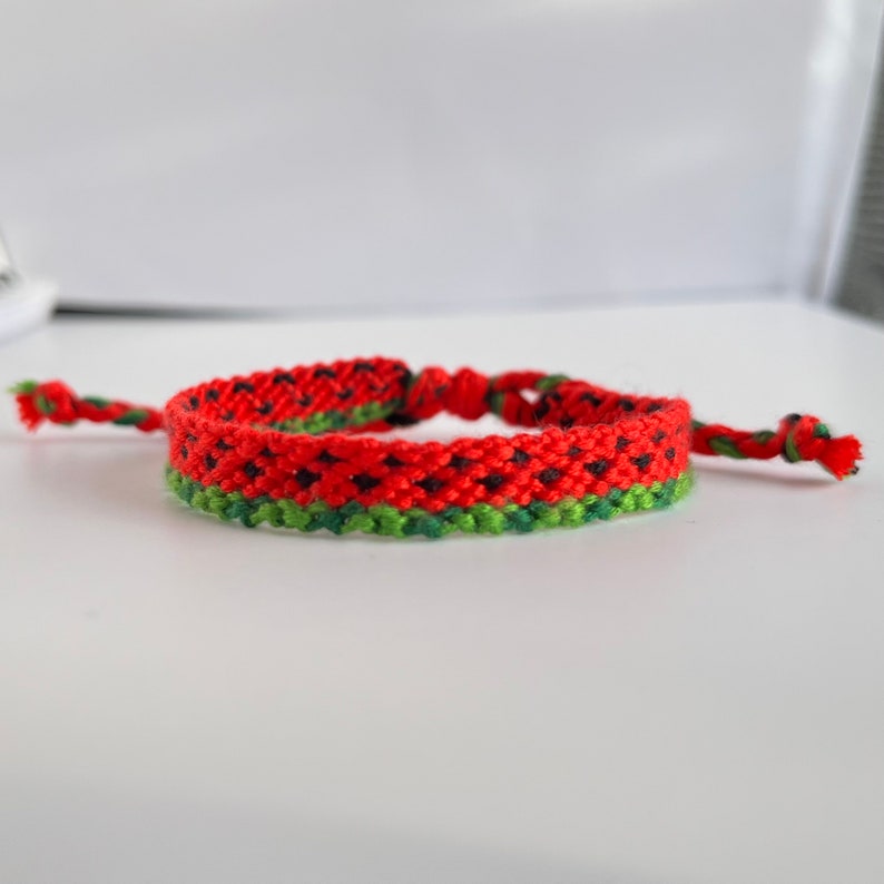 Red Green Watermelon Friendship Bracelet Summer Vibe Gift Idea - Etsy