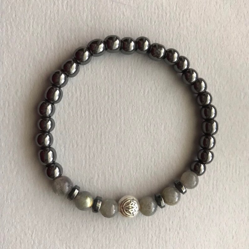 Hematite lotus bracelet Big sister gift bracelet