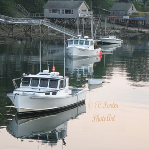 Maine Lobster boats in a cove