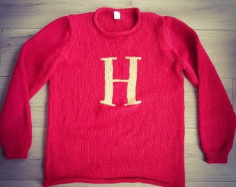 Hand Knitted Monogram Jumper, Letter Jumper (Pre Order)