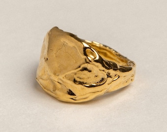 Molten Dome Ring, 24K Gold Vermeil, Keepsakes of Us Ring, Bubble Ring, Ancient Jewelry, Pamela Card, Greek Jewellery, Birthday Gift, Signet