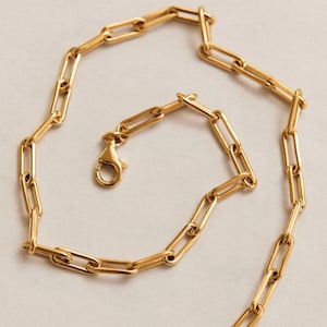 Chaîne de trombone en or, grand collier de dévotion éternelle, plaqué or 24 carats, carte Pamela, chaîne à maillons, bijoux unisexe, cadeau de Noël, chaîne d'amour
