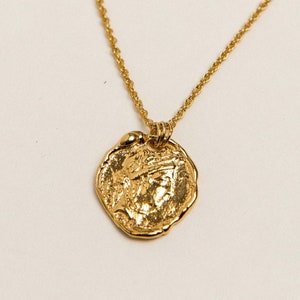 Gold Coin Necklace, Root of Desire, 24K Gold Plated, Greek Jewellery, Aphrodite Amulet, Love Jewelry, Layering, Mythology, Ancient Jewelry