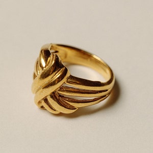Anello con nodo, placcato oro 24 carati, regali di compleanno, rovine di Milreu, gioielli antichi, biglietto di auguri Pamela, anello impilabile, treccia, anello croissant, anello intrecciato