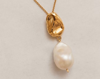 Handmade Baroque Pearl Necklace – 24K Gold Vermeil Pendant