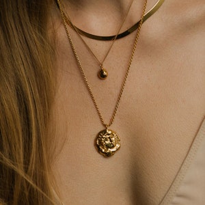 Collier pièce de monnaie en or, collier de la naissance de Vénus, collier plaqué or 24 carats, collier pièce de monnaie, bijoux de carte Pamela, bijoux anciens, Botticelli