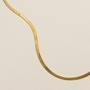Chaîne à chevrons dorée, or massif 14 carats, Vénus endormie, carte Pamela, chaîne minimale, chaîne serpent, chaîne plate 3 mm, chaîne serpent en or, cadeau
