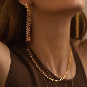 Chaîne avec trombone, collier bébé dévotion éternelle, plaqué or 24 carats, carte Pamela, chaîne à maillons, chaîne en or, bijoux anciens, collier héritage