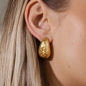 Baia Cannone Earrings, 24K Gold Vermeil, Dome Earrings, Teardrop Earring, Molten Jewelry, Pamela Card, Water Drop Hoops, Gifts For Her, Love