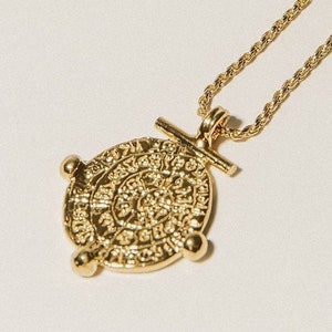 Tor von Mazeus Halskette, 24K Vergoldete Halskette, Goldmünze Halskette, Geschenke für Sie, Griechische Münze Halskette, Pamela Karte, Römische Halskette