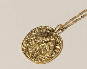 Constantinople Necklace, 24K Gold Plated, Gifts For Her, Coin Jewelry, Pamela Card, Ancient Necklace, Layering Jewellery, Medallion, Amulet