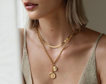 The Riviera Necklace, 24K Gold Plated, Coin Necklace, Lariat, Sun and Moon Jewelry, Pamela Card, Birthday Gift, Greek Jewelry, Y Necklace