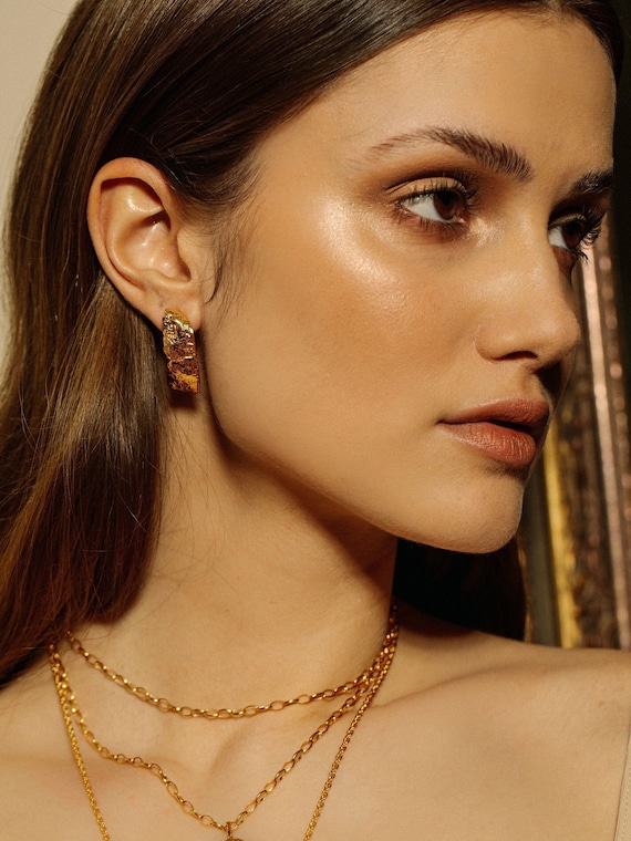 Pebbles hoop medium earrings - Giulia Barela Jewelry