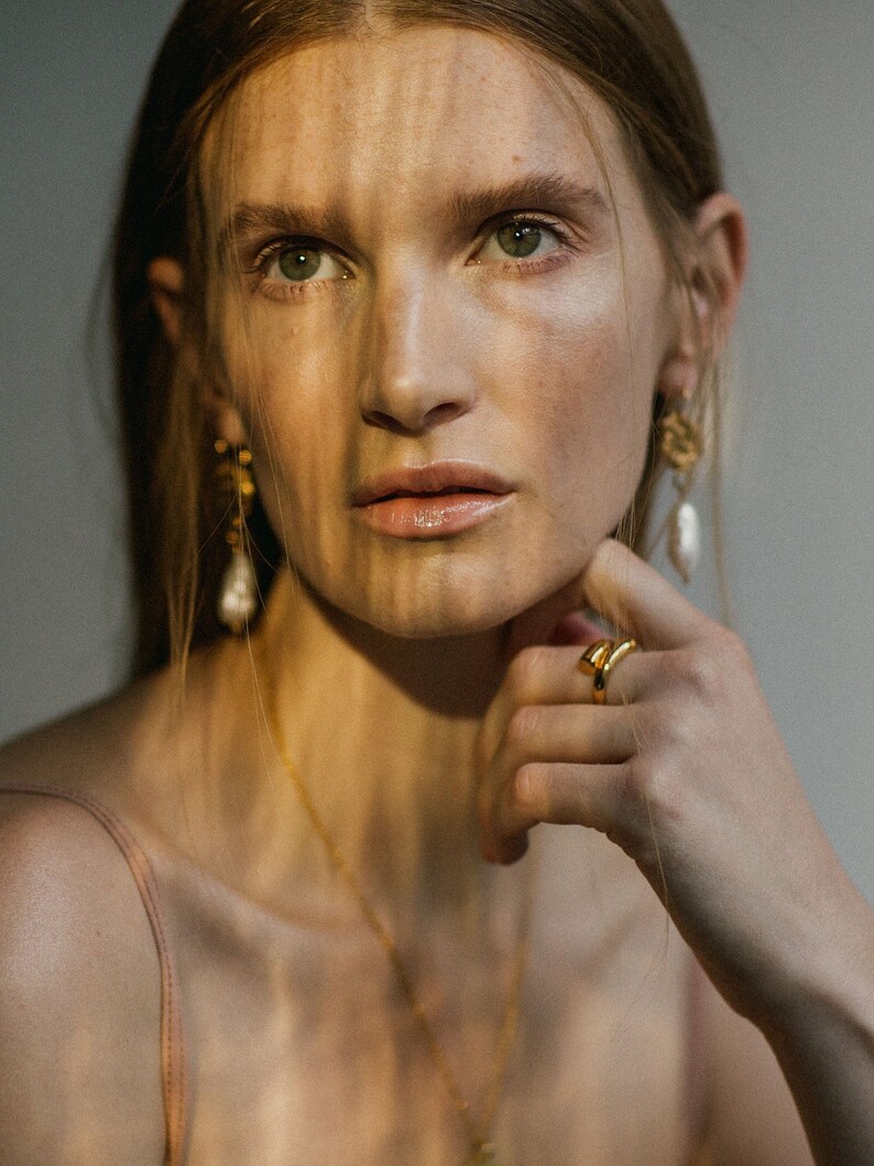 Portrait of a woman earrings 24k gold plated earrings pearl  etsy