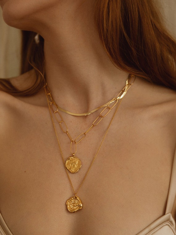 Buy Gold Coin Necklace 24K Gold Plated Root of Desire Lariat