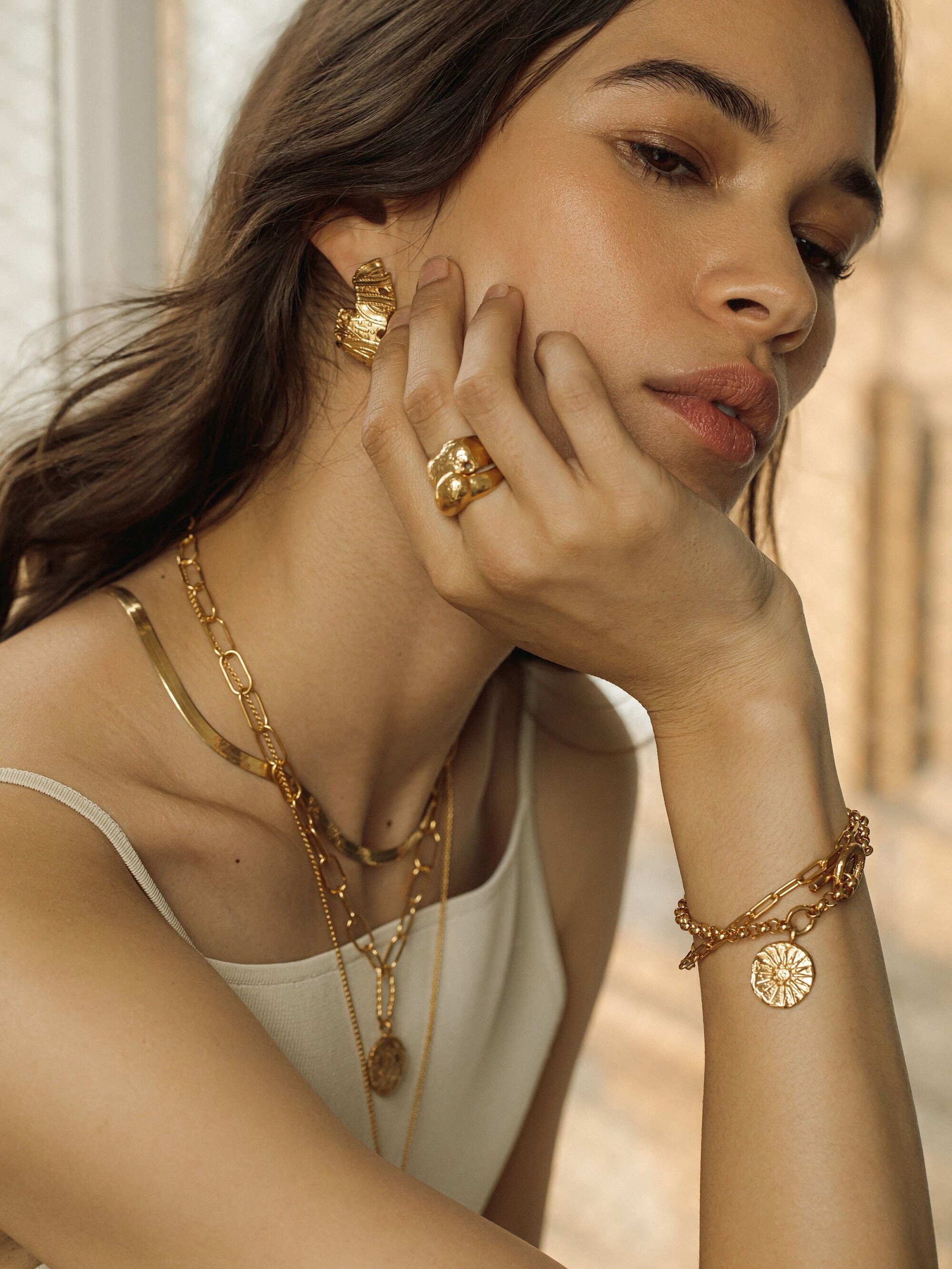 Thai Gold Jewelryheart Bell Charm Braceletwedding  Etsy  Bangle bracelets  with charms Gold charm bracelet Gold bracelet chain