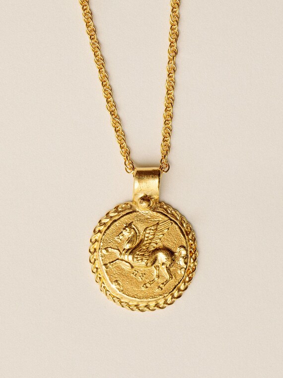 A Rococo Tale Necklace 24k Gold Plated Coin - Veritas Invisible Cross Gold Pendant Necklace A Rococo Tale Necklace 24k Gold Plated Coin - Veritas Invisible Cross Gold Pendant Necklace