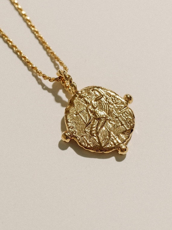 Gold Coin Necklace, Mother Origin Amulet, Layering Necklace