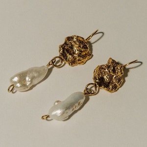 Orecchini Ritratto di Donna, Placcati Oro 24K, Orecchini di Perle, Orecchini Importanti, Carta Pamela, Moneta d'Oro, Orecchini Pendenti, Regali di Natale