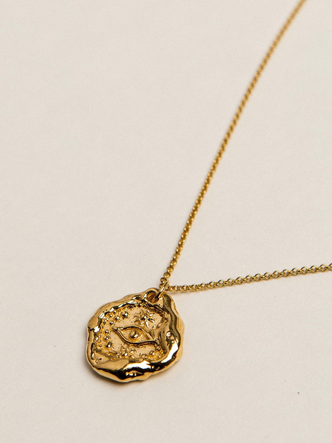 Evil Eye Necklace 24K Gold Plated Nazar Coin Necklace Her - Etsy
