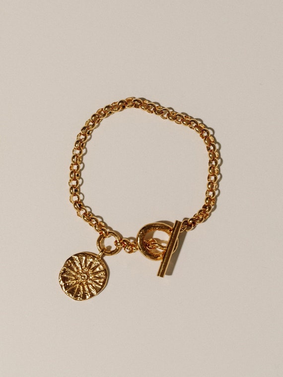 The Unconquerable Sun Bracelet, 24K Gold Plated Bracelet, Charm