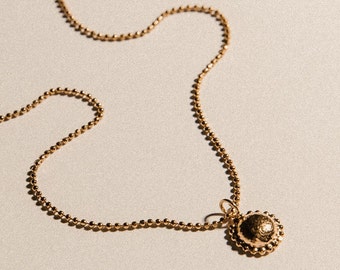 Gold Coin Necklace, 24K Gold Plated, Madonna's Halo Necklace