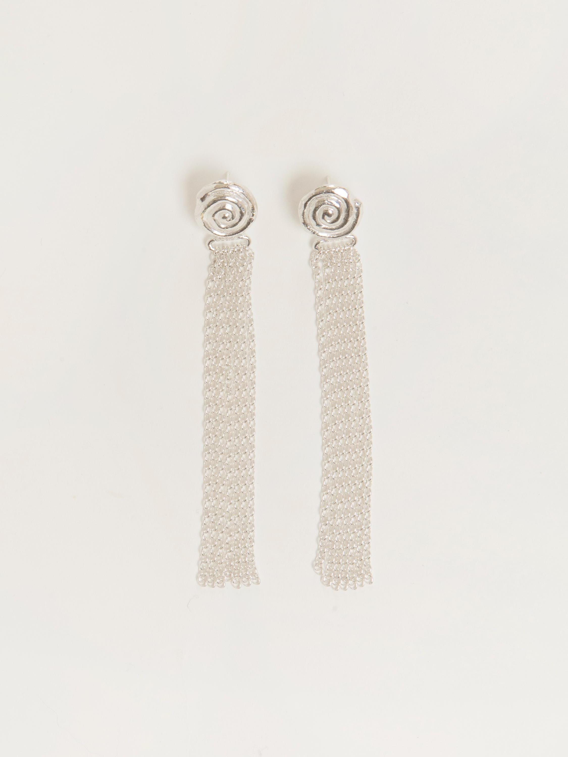 スターリングシルバーのタッセルイヤリング：古代ギリシャ風コインジュエリー