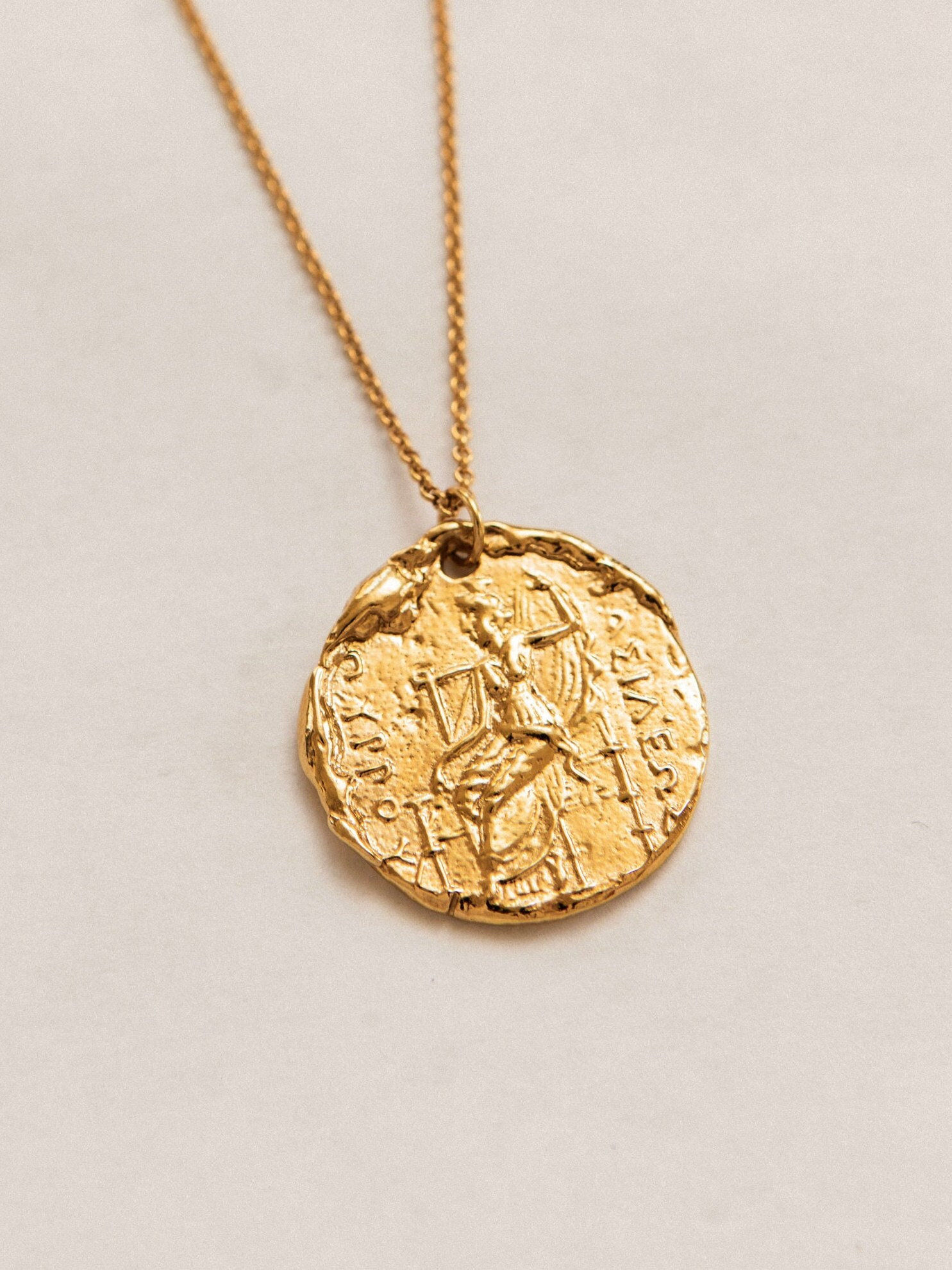 Mother Origin Necklace 24K Gold Plated Medallion Amulet Coin Layering Necklace Ancient Jewelry Greek Jewelry Birthday Gifts